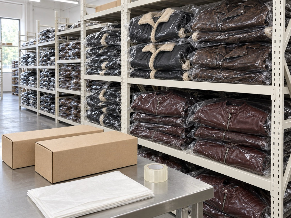 EKROZ leather jacket packing area